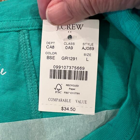 NWT J. Crew Bright Seafoam Green Girlfriend Crewneck Tee - Picture 6 of 10